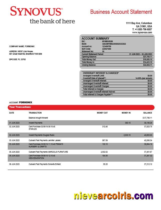 Synovus Bank enterprise statement